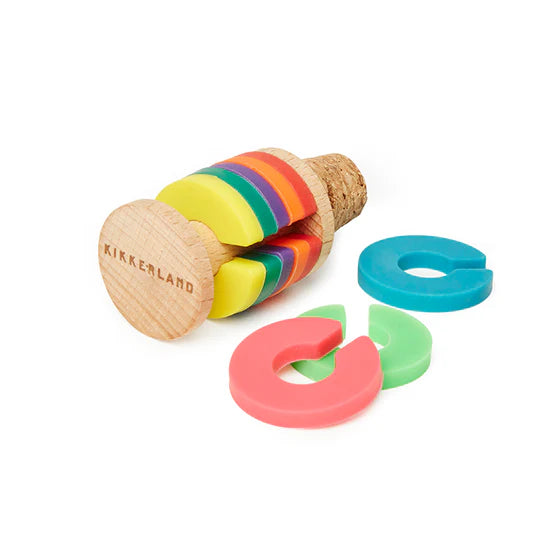 Regenbogen-Weinringe + Stöpsel