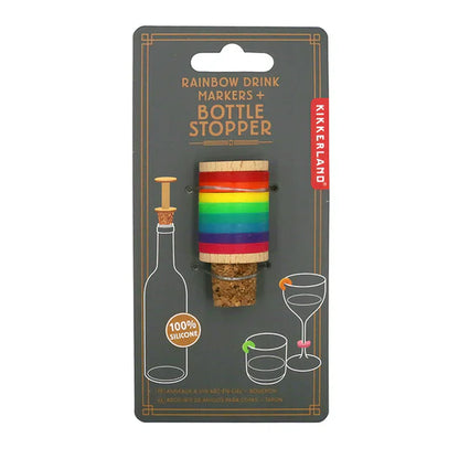 Regenbogen-Weinringe + Stöpsel