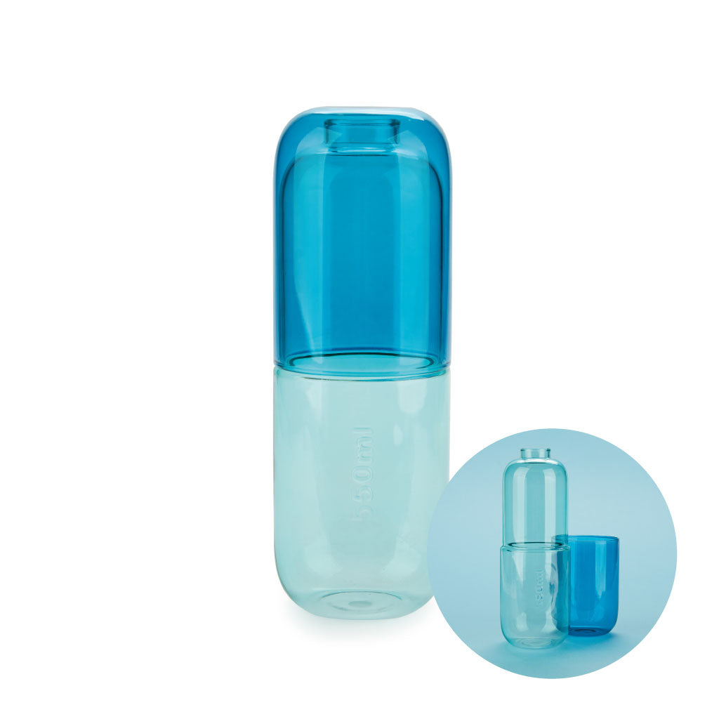 Flasche & Glas Water Pill (Blau)